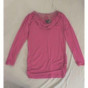 Susie Rose Womens Shirt Dark Purple/ Lace Back L/S Cowl Neck  Large 11/13